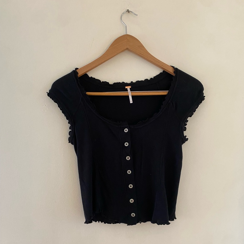 Free People Black Cropped Top